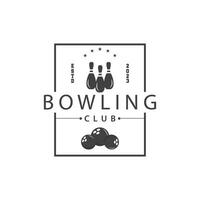 Bowling Sports Club Logo, Bowling Ball And Pin Design Vector Tournament Templet Illustration