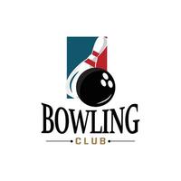 Bowling Sports Club Logo, Bowling Ball And Pin Design Vector Tournament Templet Illustration