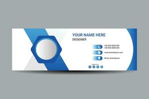 Email signature design template for company corporate style. Vector illustration. Blue color