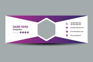 Email signature template. Purple color. Vector illustration