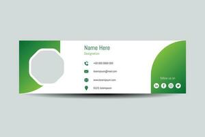 Green Email signature template. Corporate identity design. Editable vector illustration