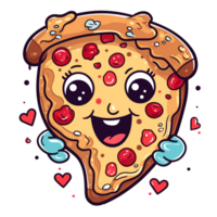 Kawaii Style Pizza Slice Clipart - Generative Ai png