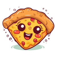 Kawaii Style Pizza Slice Clipart - Generative Ai png