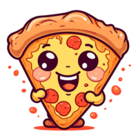 Kawaii Style Pizza Slice Clipart - Generative Ai png