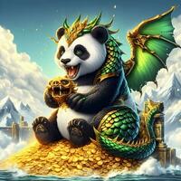 Enchanting Fusion, Behold the Majestic Panda Dragon, a Masterpiece of Nature's Alchemy. AI Generated photo