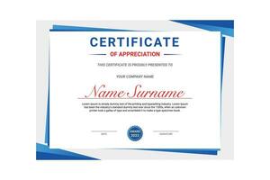 certificate template with blue background,vector illustration vector