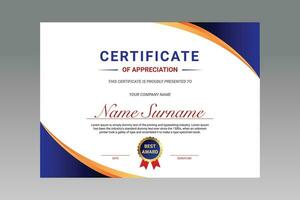 Certificate of appreciation template. Diploma of college or university vector