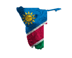 Namibië kaart met de vlag kleuren geel groen blauw en rood schaduwrijk Verlichting kaart 3d illustratie png