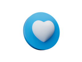 3d icons, Heart as likes on blue circles 3d illustration png