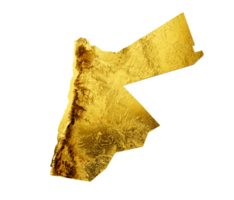 Jordanië kaart gouden metaal kleur hoogte kaart 3d illustratie png