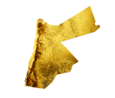 Jordan Map Golden metal Color Height map 3d illustration png