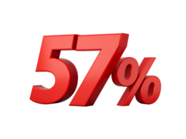 3d Red 57 Percent Fifty Seven Percent Sign  3d illustration png