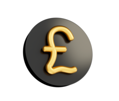 Gold and black Pound sign icon 3d illustration png