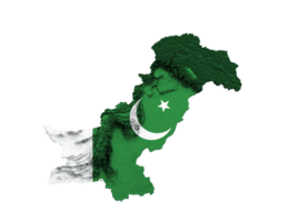 Pakistan Map Pakistani Flag Shaded relief Color Height map 3d illustration png