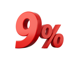 3d Red 9 Percent Nine Percent Sign 3d illustration png