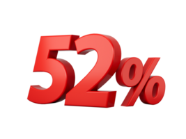 3d Red 52 Percent Fifty two Percent Sign  3d illustration png