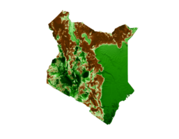 carte topographique du kenya 3d carte réaliste couleur 3d illustration png
