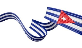 Cuba or Cuban flag wavy abstract ribbon . 3d illustration. png