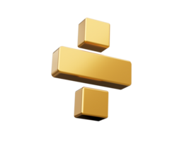 gouden 3d wiskunde verdelen symbolen icoon - 3d illustratie png