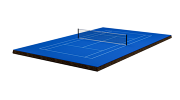 Blue hard surface tennis court and stadium full tennis sport theme 3d illustration png