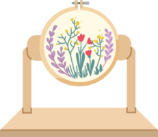 Cross stitch stand in flat style. Embroidery stand holder, needlework supply, embroidery, handicrafts, hobby. png