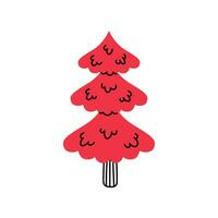 Red Christmas fir Tree doodle vector