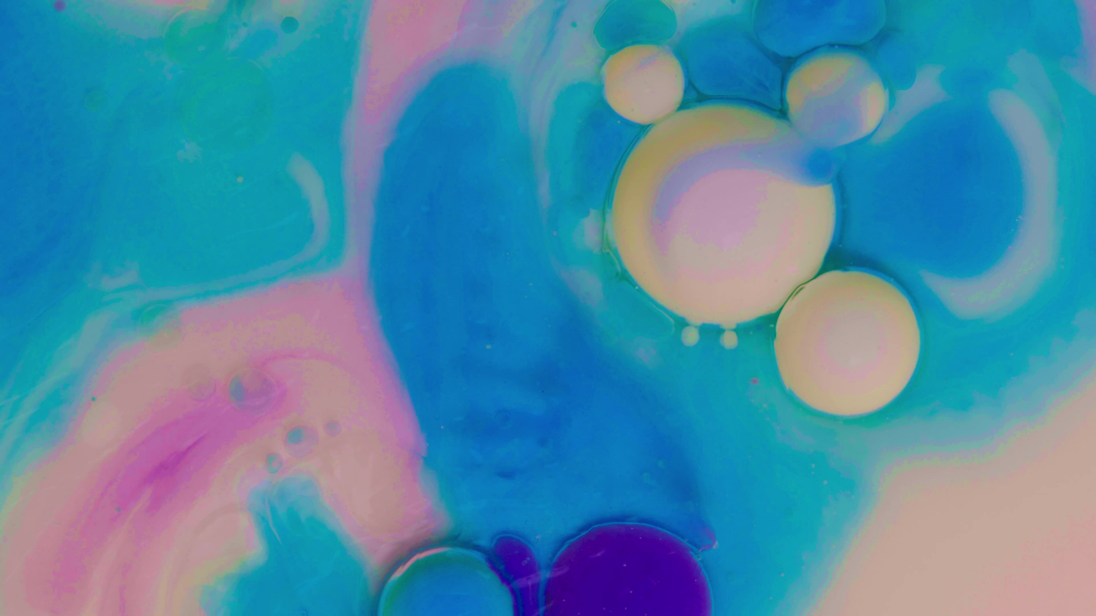 Abstract Bubbles on Liquid Acrylic Paint