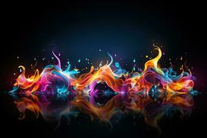 Abstract neon sound waves. Neon colorful digital music bar for technology concept photo