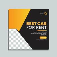 Vector car rental social media post template.