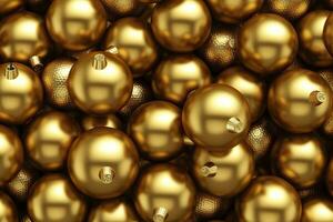 Golden christmas balls background. photo