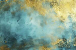 Abstract blue and gold background with stains and grunge texture. photo