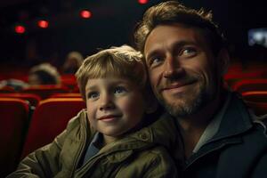 Father and son at the cinema. photo