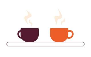 Coffee break semi flat colour vector object. Hot drinks on tables. Fragrant beverage. Editable cartoon clip art icon on white background. Simple spot illustration for web graphic design