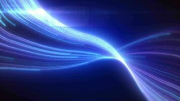 abstract blauw gloeiend vliegend golven van lijnen energie magisch achtergrond video