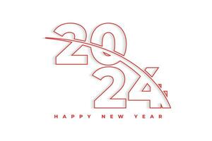 Happy new year 2024 outline typography text logo design vector