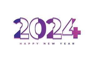 Happy new year 2024 pink gradient typography text logo design vector