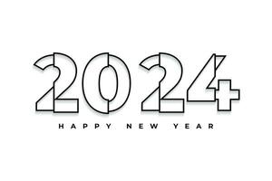 Happy new year 2024 modern black hand drawn outline typography text logo design vector