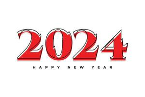 Happy new year 2024 minimal red retro style typography text logo design vector