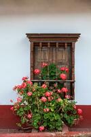 Detail of the beautiful colonial architecture of the streets of the colonial small town of Iza located in the Boyaca department in Colombia photo