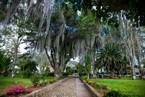 Central square of the colonial small town of Iza located in the Boyaca department in Colombia photo