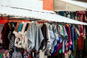 Traditional handmade ruanas at the beautiful small town of Nobsa in the region of Boyaca in Colombia photo