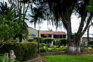 Central square of the colonial small town of Iza located in the Boyaca department in Colombia photo