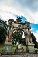 Arch of Triumph in Boyaca built in memory of the 3 races Mestizo, Creole and Spanish which participated in the process of independence of Colombia. photo