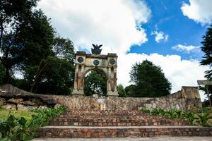 Arch of Triumph in Boyaca built in memory of the 3 races Mestizo, Creole and Spanish which participated in the process of independence of Colombia. photo