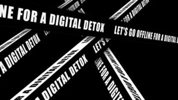 låt oss gå off-line för en digital detox motiverande rörelse text med blockera typografi rörelse effekt. 4k antal fot animering på svart bakgrund. video