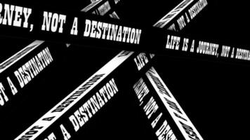 la vie est une voyage, ne pas une destination de motivation mouvement texte avec bloquer typographie mouvement effet. 4k métrage animation sur noir Contexte. video