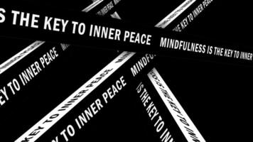 Mindfulness is the key to inner peace motivational motion text with Block typography motion effect. 4K footage animation on black background. video