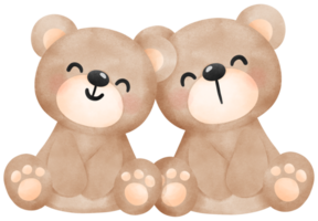 carino coppia orsacchiotto orso acquerello illustrazione png