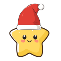 Kawaii star cartoon wearing santa hat png free download.