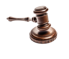 A wooden judge gavel on transparent background AI generated png